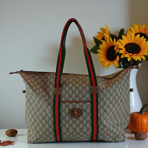 Gucci Plus Vintage GG Sherry Line Weekender Travel Tote - Picture 1 of 14